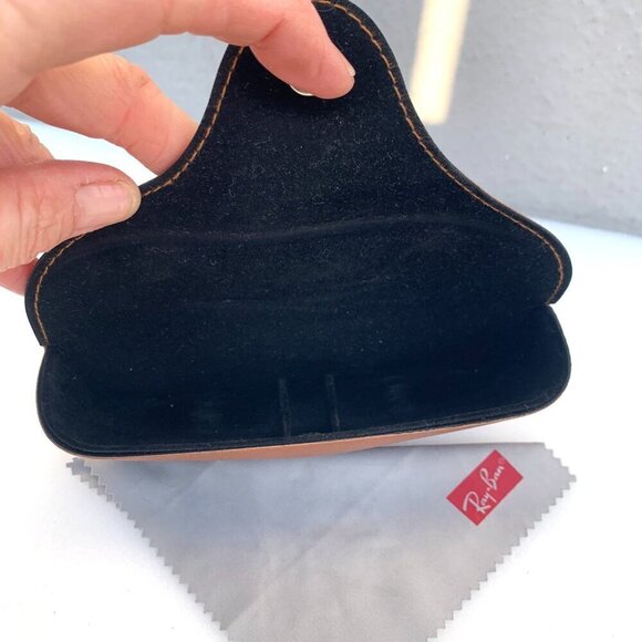 Ray Ban Brown Faux Leather Eyeglasses Sunglasses Case Soft Sided With Logo Cloth - Picture 2 of 4